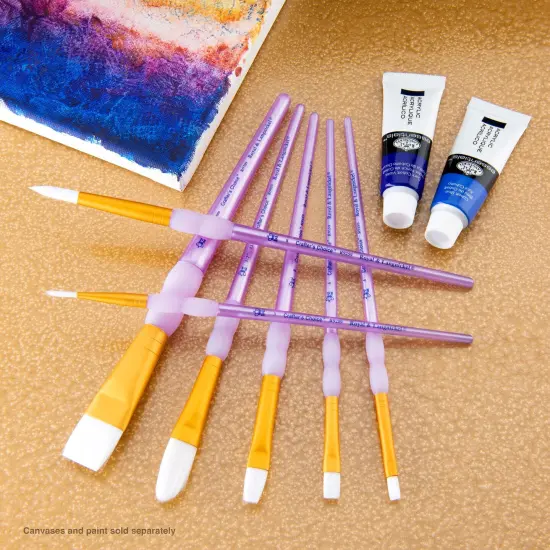 RCC 408 | Crafter's Choice&trade; 7pc White Taklon Variety Brush Set {2}