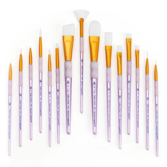 RCC 604 | Crafter's Choice&trade; 15pc White Taklon Variety Brush Set {6}