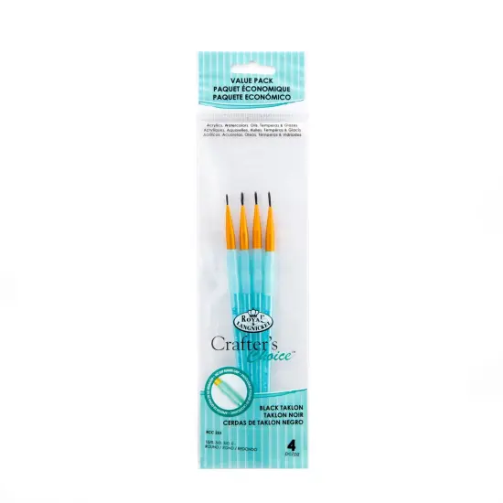 RCC 253 | Crafter's Choice&trade; 4pc Black Taklon Round Brush Set {1}