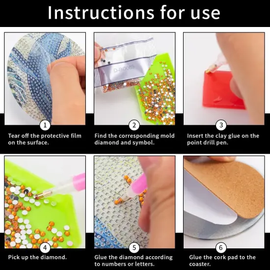 8 Pcs Diamond Art Painting Coasters with Holder, DIY Colorful Flowers Diamond Art Coasters for Drinks Diamond Art Painting Kits for Beginners, Diamond Kits Craft Supplies for Adults Kids {4}