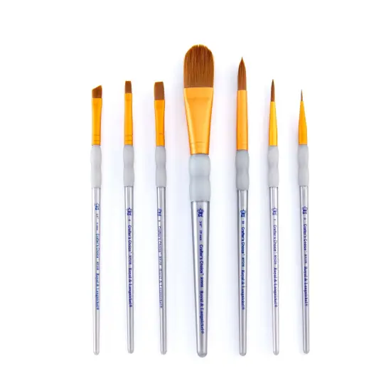 RCC 409 | Crafter's Choice&trade; 7pc Brown Taklon Variety Brush Set {4}