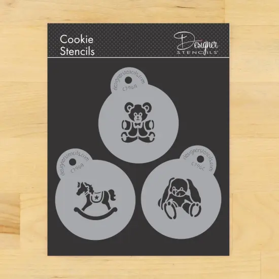 Baby Toys Round Cookie Stencil Sets | C796 by Designer Stencils | Cookie Stencils for Royal Icing, Airbrush, Dusting Powder | {1}