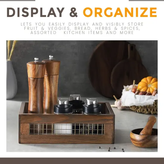 Wooden Nesting Countertop Baskets Set of 3 for Kitchen, Bathroom, Pantry|Wall Mount Upgrade with Full Accessories {2}