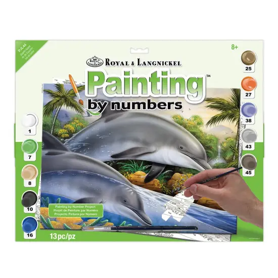 PJL44 | Painting by numbers&trade; 13pc 11.25" x 15.375" Dolphin Island Painting Project {1}