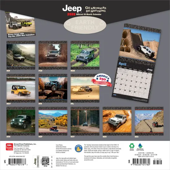 Jeep OFFICIAL | 2026 12 x 24 Inch (Hanging) Monthly Square Wall Calendar | Plastic-Free {2}