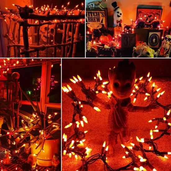 Orange Halloween String Lights - 21.63FT, 100 Count (Black Wire) {4}