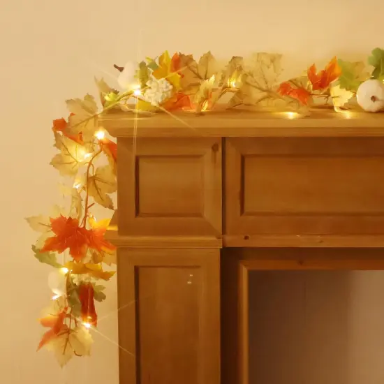 5.6FT Fall Garland with Lights {4}