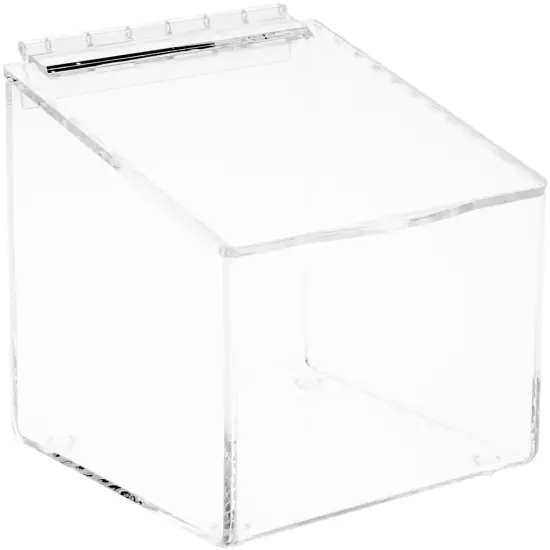 Plymor Clear Acrylic Display Case Box With Angled Top & Hinged Lid, 6" x 6" x 6" {1}