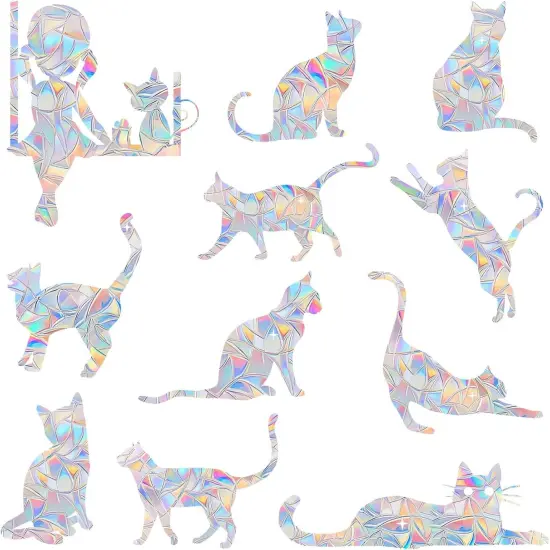 11 Pieces Cat Window Clings - Rainbow {1}