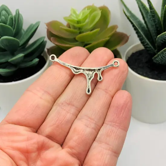 Silver Blood Drip Connector Charms, 41x22mm {4}