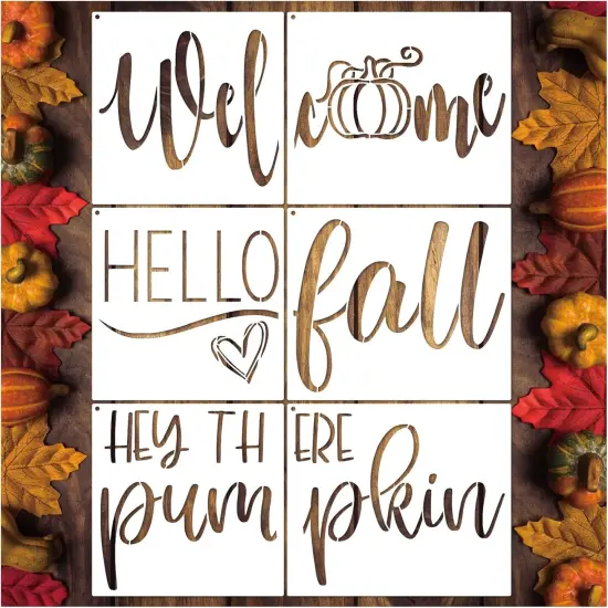 6 Pcs Large Fall Doormat Stencils Hello Pumpkin Templates {1}
