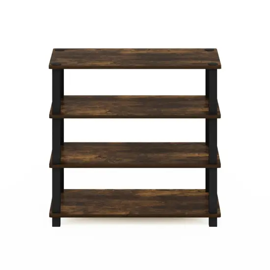 Black-Brown Wood 4-Shelf Shoe Rack Freestanding Stackable for 12 Pairs {4}