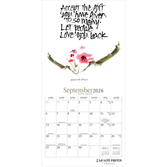 Live with Intention | 2026 7 x 14 Inch (Hanging) Monthly Mini Wall Calendar | Featuring the Artwork of Renee Locks {4}