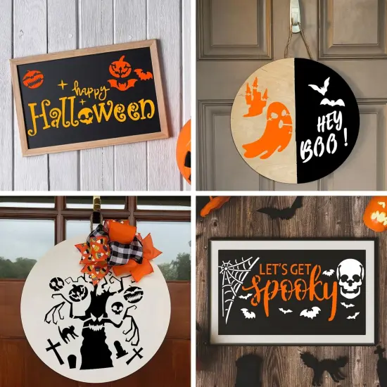 14 Pcs Halloween Stencils for Painting on Wood {3}