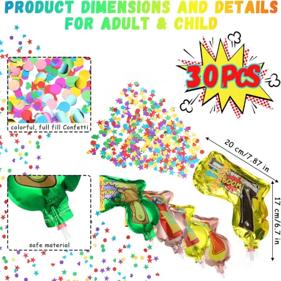 30 Pcs Fireworks Guns Handheld Confetti Poppers {6}