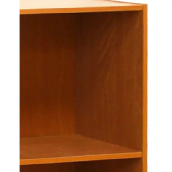 Modern Space-Saving 3-Shelf Bookcase with Adjustable Shelves for Living Room or Office Use Light Cherry {4}