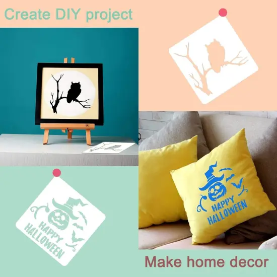 12 Pieces Halloween Stencils - 7.9 Inches (Reusable) {5}