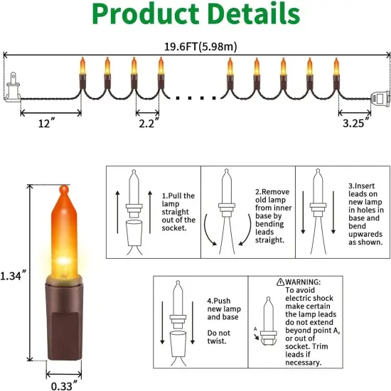 100 Count 20FT String Light Orange Halloween Light {5}
