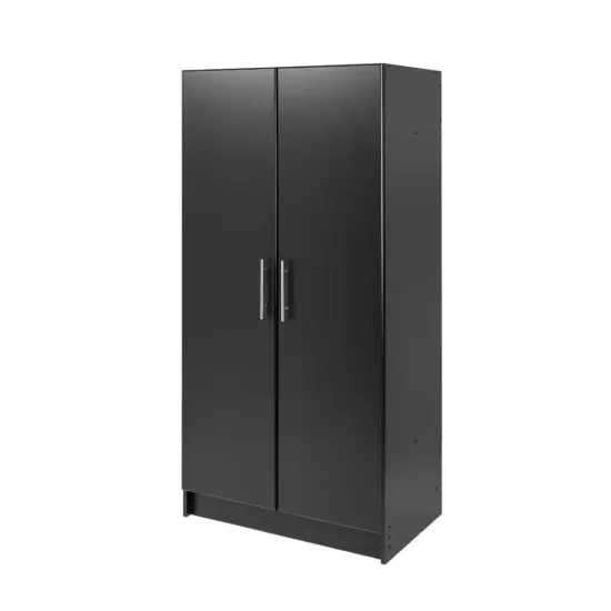 65" Freestanding Black Wardrobe Closet Organizer with Hanging Rail and Shelf for Bedroom {5}