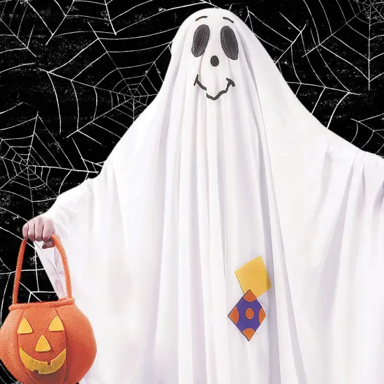 Kids Smiling Ghost Costume with Face Cutout Polyester {5}