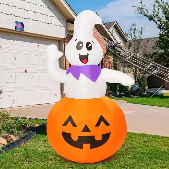 Halloween Inflatable Cute Pumpkin Ghost Outdoor {4}