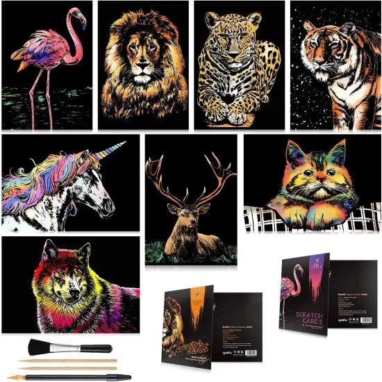 Rainbow Engraving Painting Landscape Scratchboard(A4) Crafts Set: 8 Sheets {1}