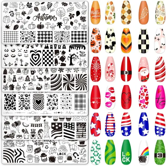 6Pcs All Holiday Nail Art Plates {1}