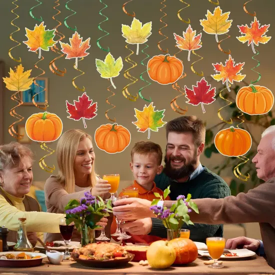 30 Pcs Fall Pumpkin Maple Leaf Hanging Swirls {4}