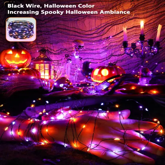 Orange & Purple 78FT 240 LED Solar Halloween Fairy Lights {2}