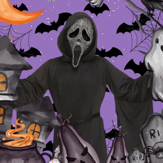 Kids Ghost Face Gun Powder Halloween Costume with Studded Mask {5}