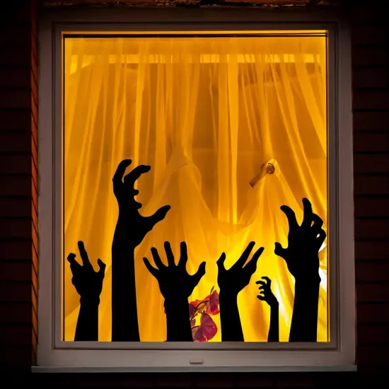 Halloween Window Clings Black Zombie Arm Window Stickers ,7.9 x 11.8 Inch, 9 Sheets {2}