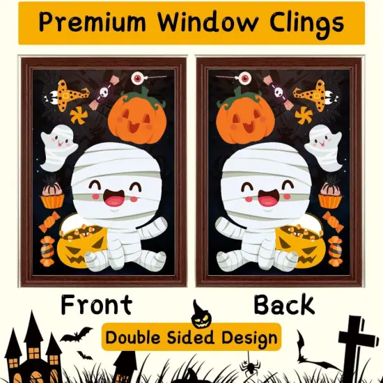 6 Sheet Window Clings - Cute Halloween Stickers and Decals for Kids {2}