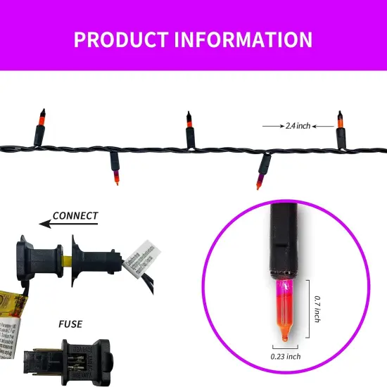 23 Feet Halloween Purple Orange Lights String {2}