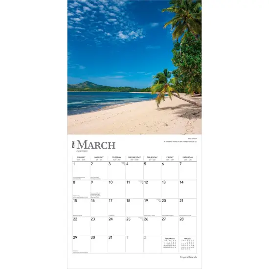 Tropical Islands | 2026 12 x 24 Inch (Hanging) Monthly Square Wall Calendar | Foil Stamped Cover | Plastic-Free {3}