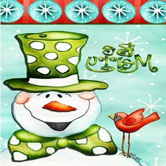 Be Merry Snowman Winter Banner Vertical House Flag {2}