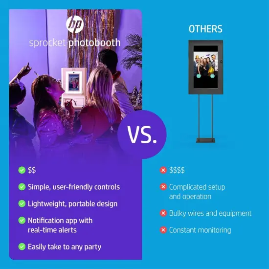 HP Sprocket Photobooth 3x4" Photo Printer Bundle w/3.5 x 4.25&rdquo; Zink Photo Paper (300 Sheets) Pink {6}