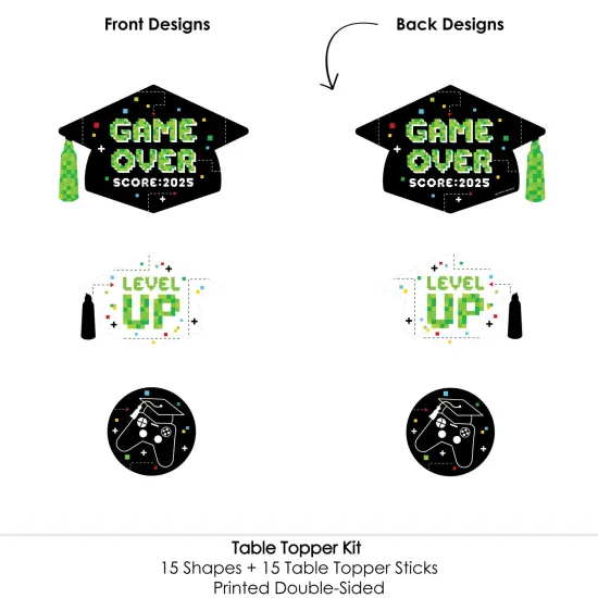 Big Dot of Happiness Game Over - Video Game Graduation Party Centerpiece Sticks - Table Toppers - Set of 15 {6}
