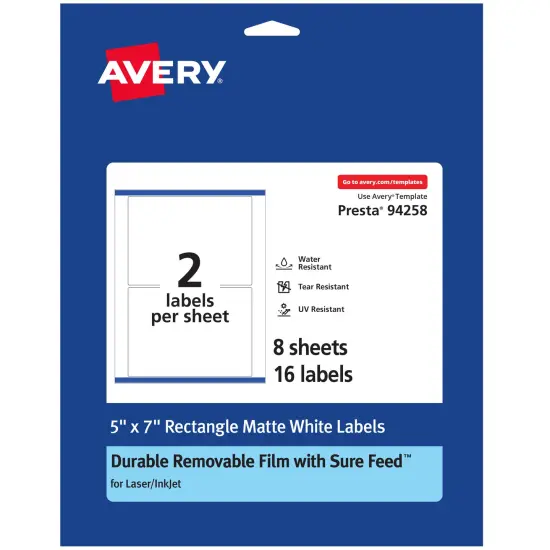 Avery Durable ID Labels with Sure Feed, 5"x 7" {7}