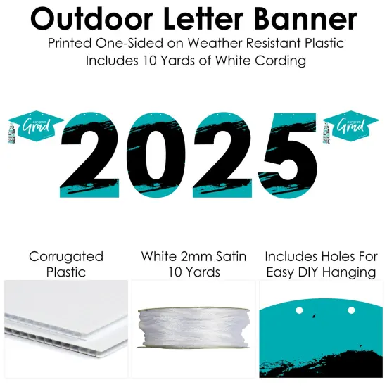 Big Dot of Happiness Teal Grad - Best is Yet to Come - Large Turquoise Graduation Party Decorations - 2025 - Outdoor Letter Banner {6}