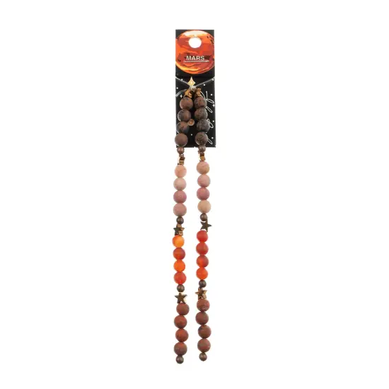 John Bead 6mm Solar System Universe Galaxy 5" Bead Strand Mars {4}