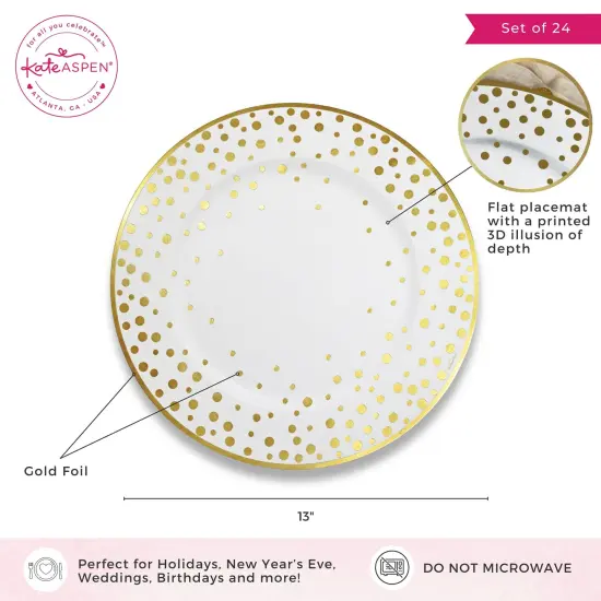Kate Aspen 13&rdquo; Classic Gold Foil Dot Placemat (set of 24) {6}
