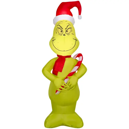 4' Gemmy Airblown Inflatable Christmas Dr. Seuss Grinch w/ Candy Cane Yard Decoration 119251 {1}