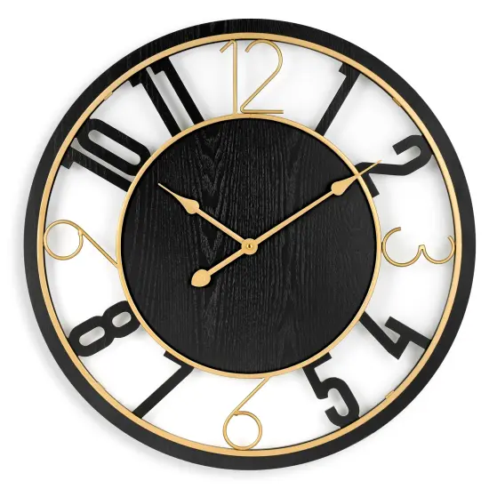 Sorbus Wooden Modern Wall Clock - Large 24-Inch Wall Clock - Battery Operated Analogfor Living Room and Kitchen D&eacute;cor Brown {6}