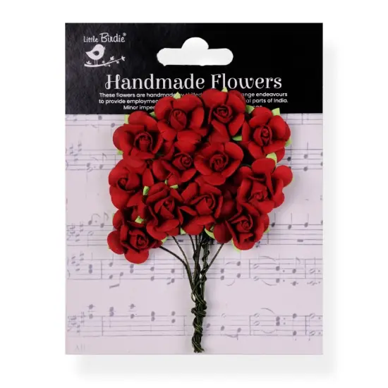 Little Birdie Catalina Paper Flowers 12/Pkg-Cardinal Red {1}