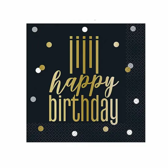 Metallic Happy Birthday Disposable Tableware Kit for 8 Guests 89 Pc {5}