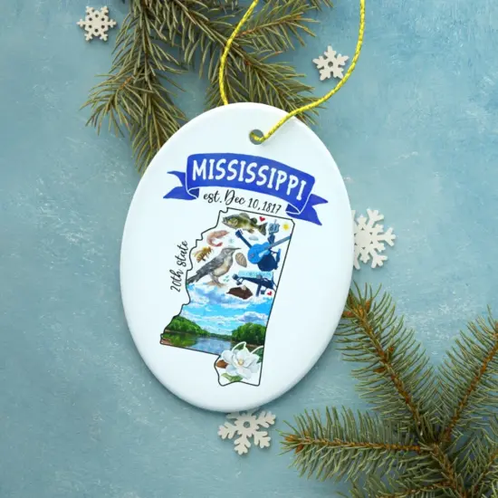 Artistic Mississippi State Themes and Landmarks Christmas Ornament {2}
