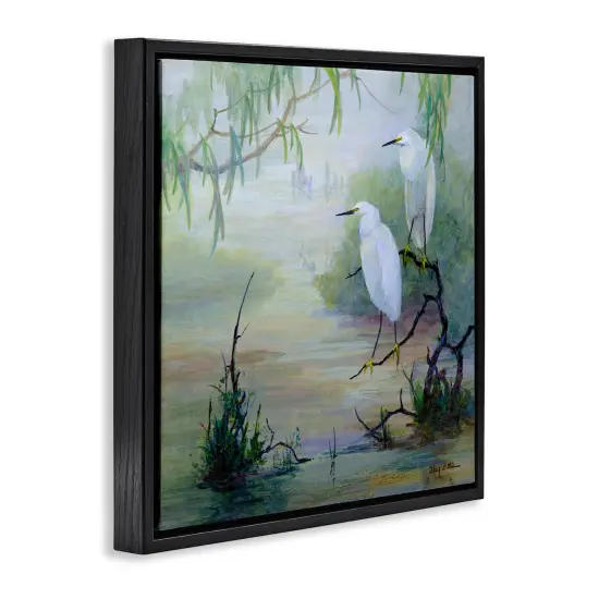 Stupell Industries Egrets & Marshland Edge Floater Framed Canvas Wall Art Design by Floy Zittin {3}