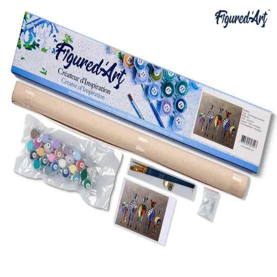 Figured'Art Paint by Numbers for Adults Zebras Back 16"x20" - Craft Art Painting DIY Kit Rolled Canvas without frame {5}