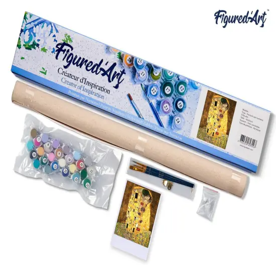 Figured'Art Paint by Numbers Kit for Adults The Kiss 16"x20" - Craft Art Painting DIY Kit Rolled Canvas without frame {5}