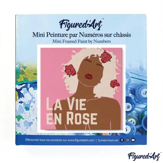 Figured'Art Mini Paint by Numbers Kit for Adults with Frame La Vie en Rose Small format 8"x8" - Craft Art Painting DIY Canvas Already Stretched on a Wooden Frame {3}